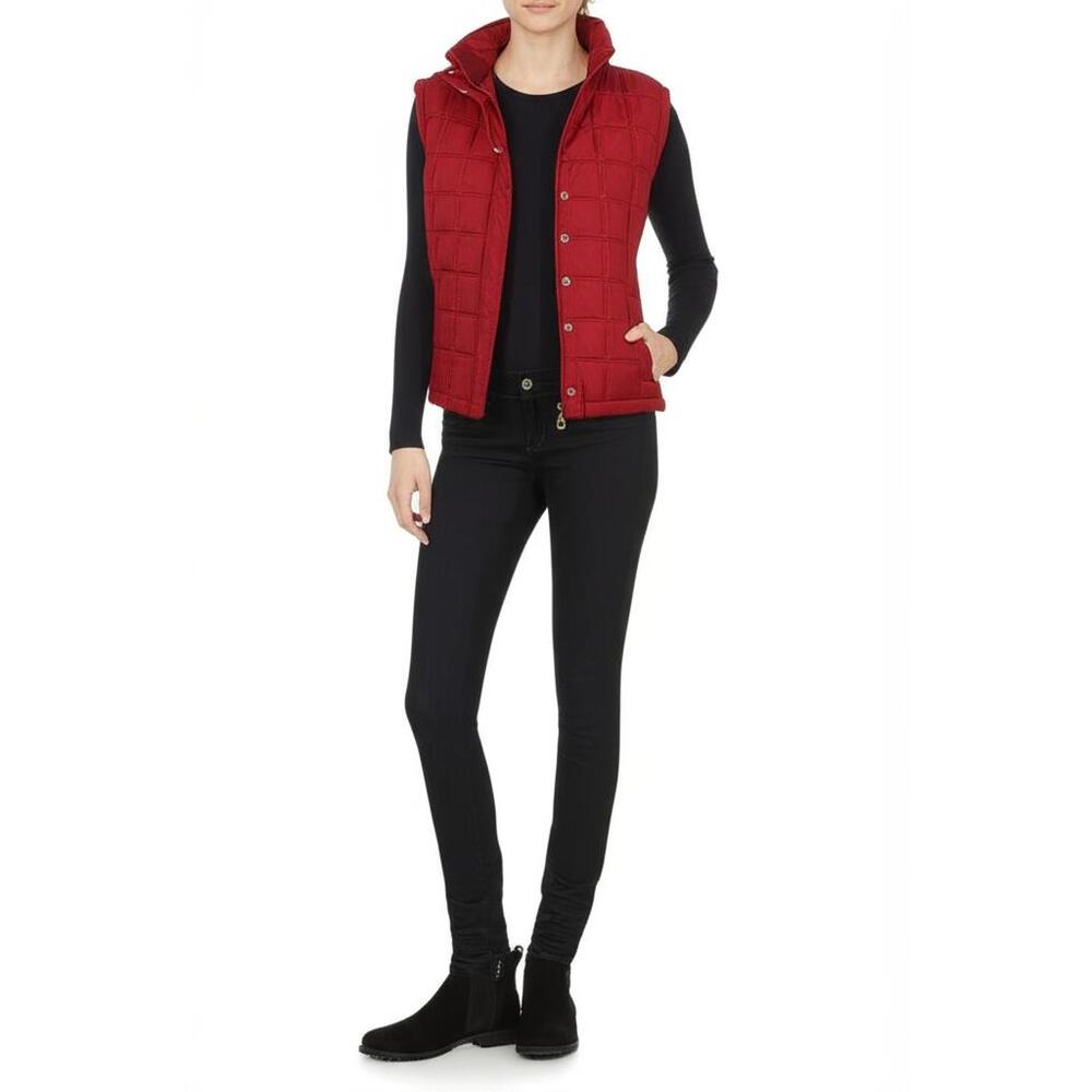 American Eagle Outfitters‎ Womens Puffer Vest Size S/P Red Quilted Full Zip